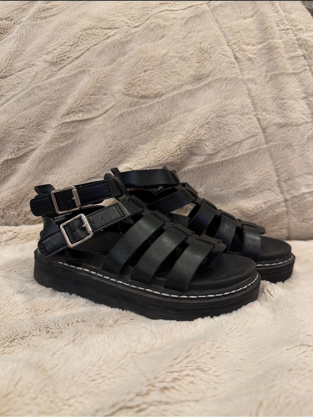 Madden NYC Girls Black Strappy Platform Sandals - GIRLS